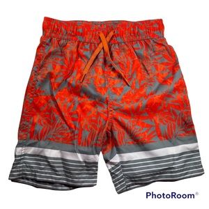 NWOT orange/gray tropical print swim trunks Size 5